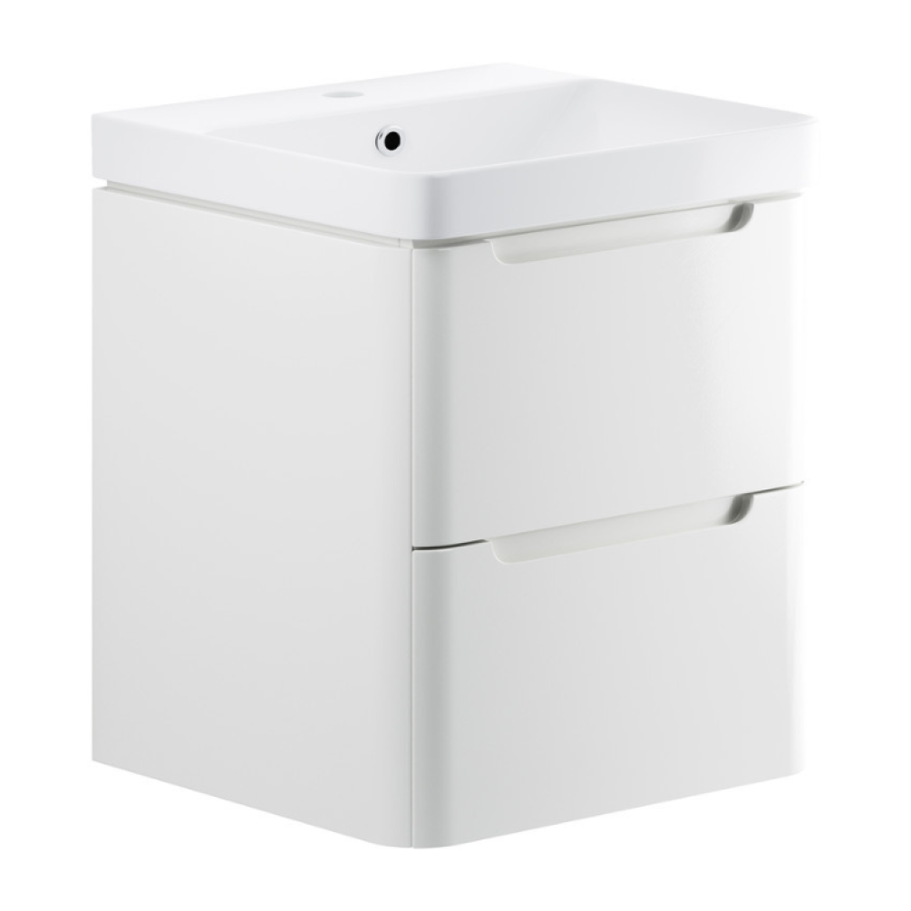Apex White Gloss 2 Drawer Wall Hung Vanity Unit & Basin