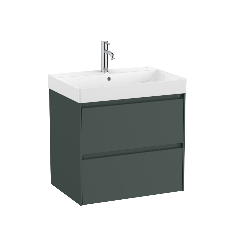 Cut Out Image of Roca Ona 650mm x 460mm Matt Green Wall Hung Vanity Unit & Basin