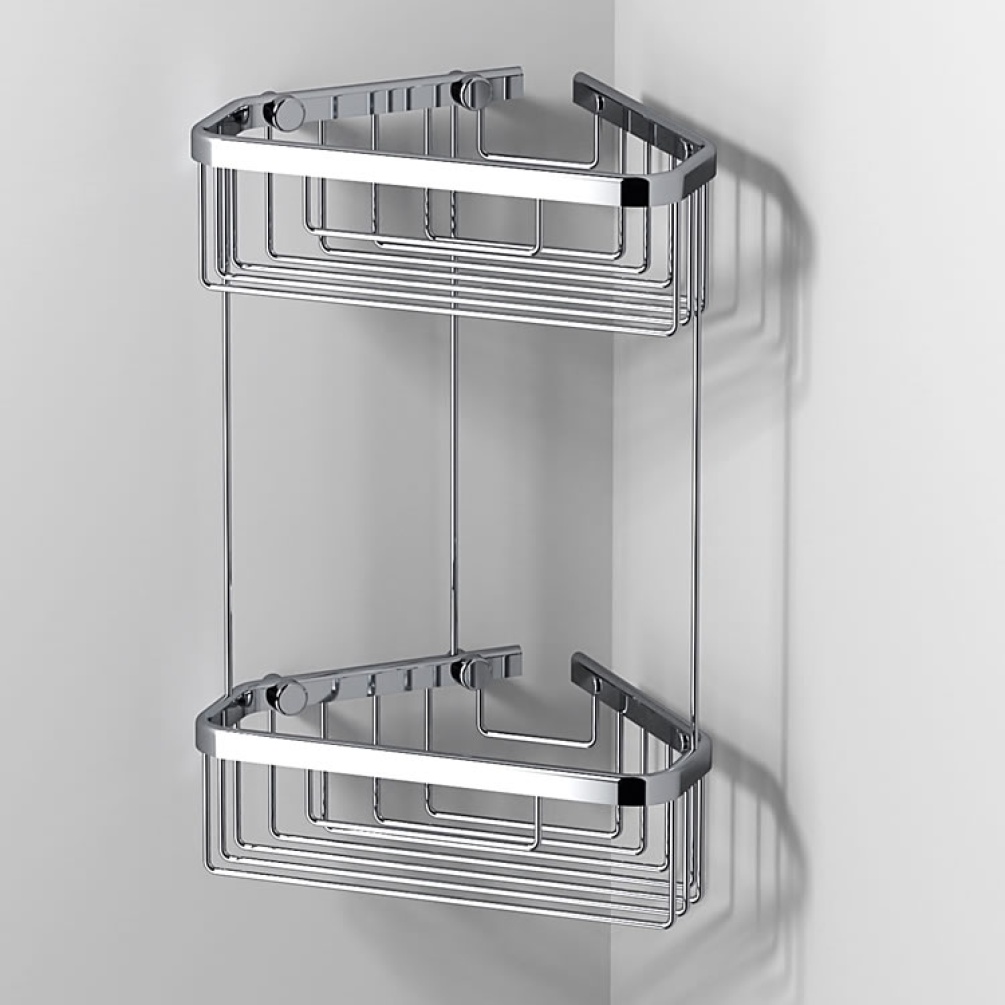 Lifestyle image of Origins Living Sonia Double Corner Shower Basket.