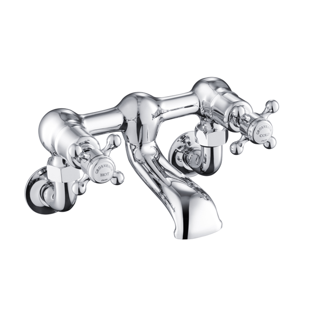 Photo of JTP Grosvenor Cross Chrome Wall Mounted Bath Filler Cutout - White Indices