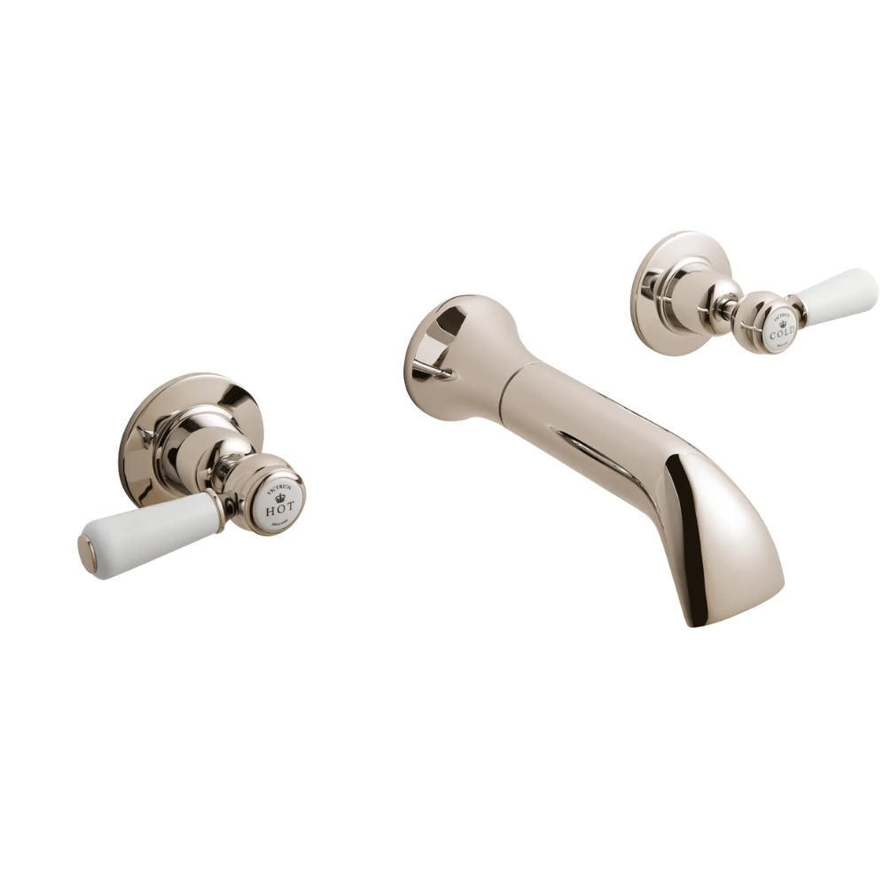 BC Designs Victrion Nickel Lever Wall Mounted Basin Mixer