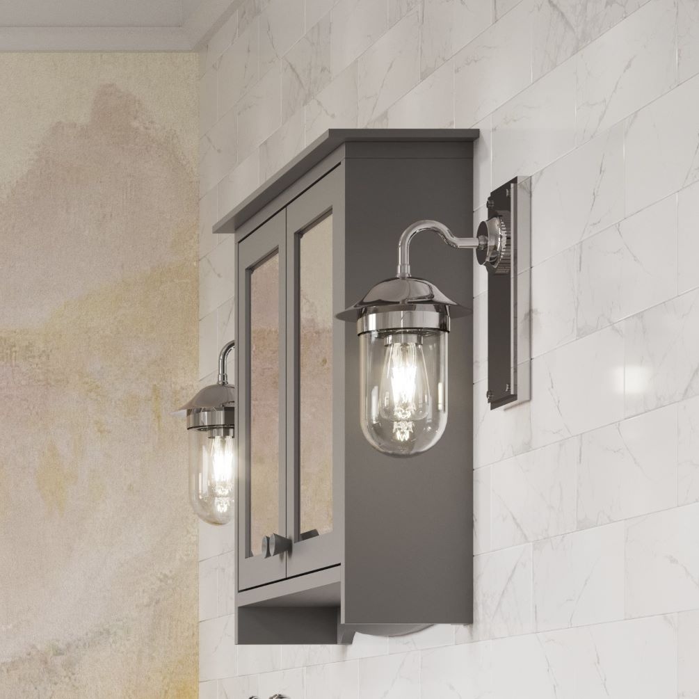 Lifestyle image of Burlington Guild Chrome Wall Mounted Clear Lights