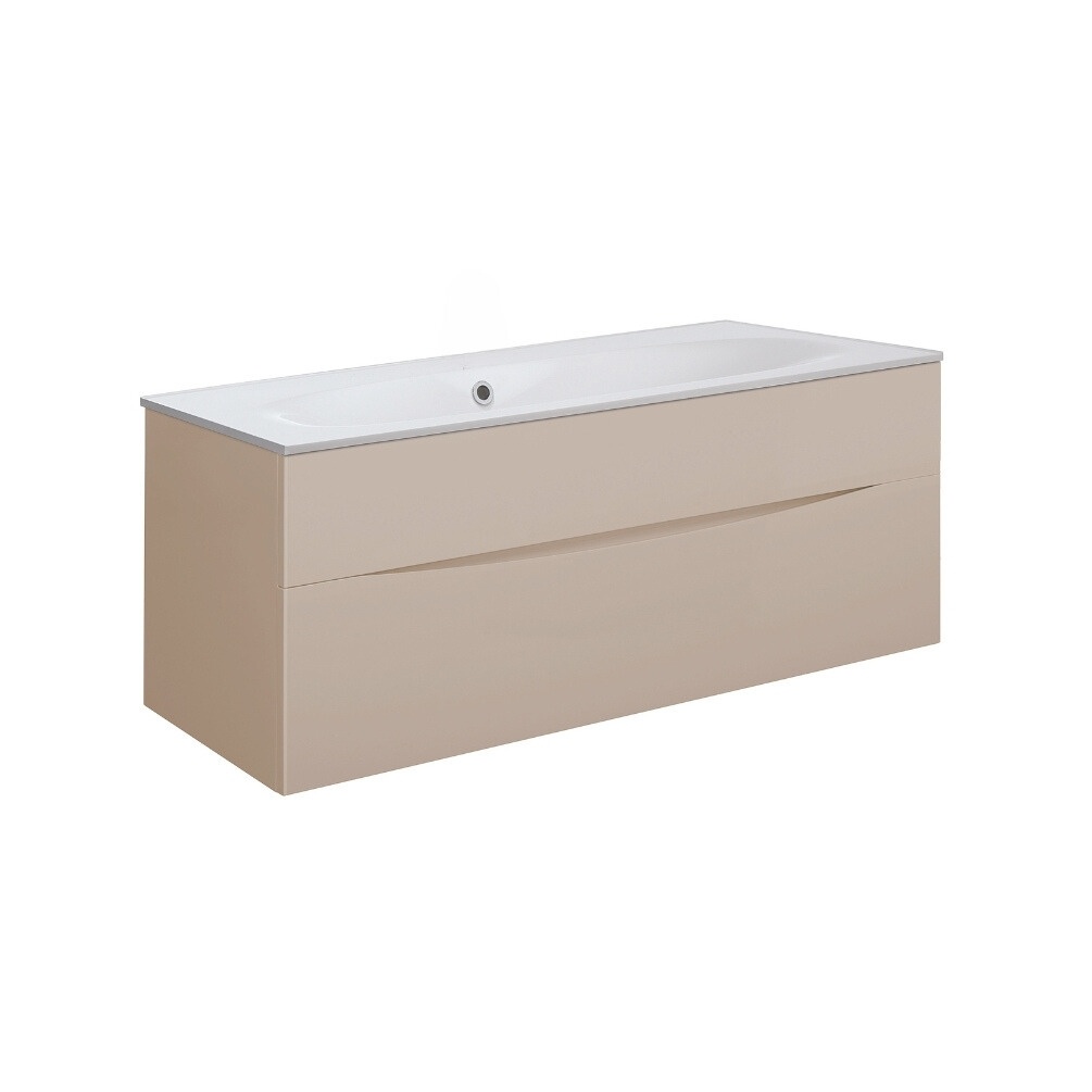 Product Cut out image of the Crosswater Glide II Warm Stone 1000mm Double Drawer Unit with Cast Mineral Marble 0 Tap Hole Basin