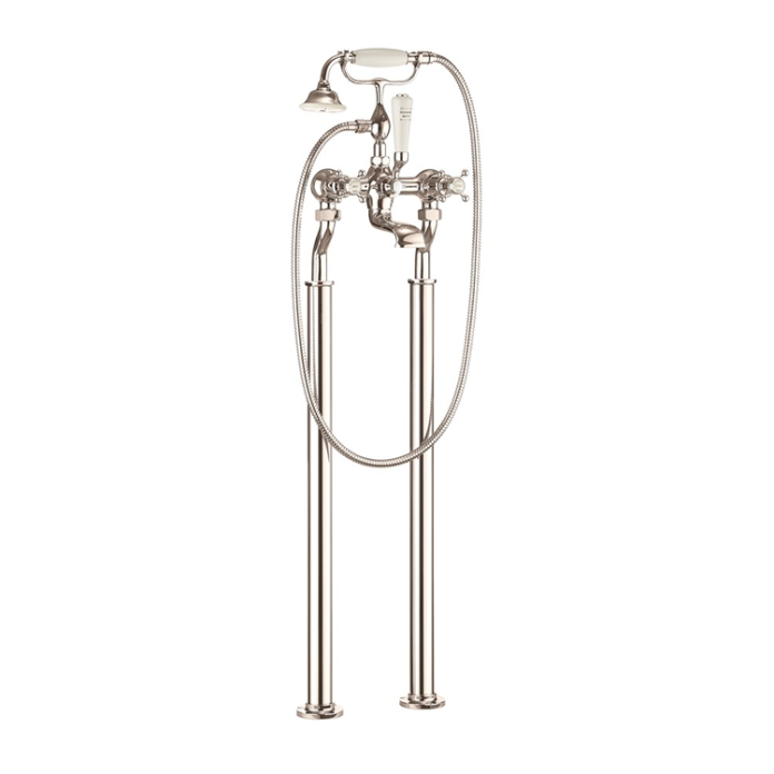Photo of Crosswater Belgravia Crosshead Nickel Floorstanding Bath Shower Mixer with Shower Kit Cutout
