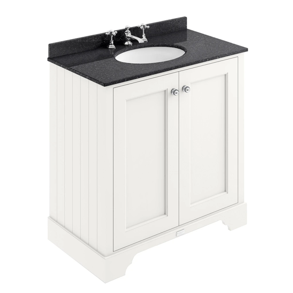Photo of Bayswater Pointing White 800mm 2 Door Vanity Unit & Black Worktop