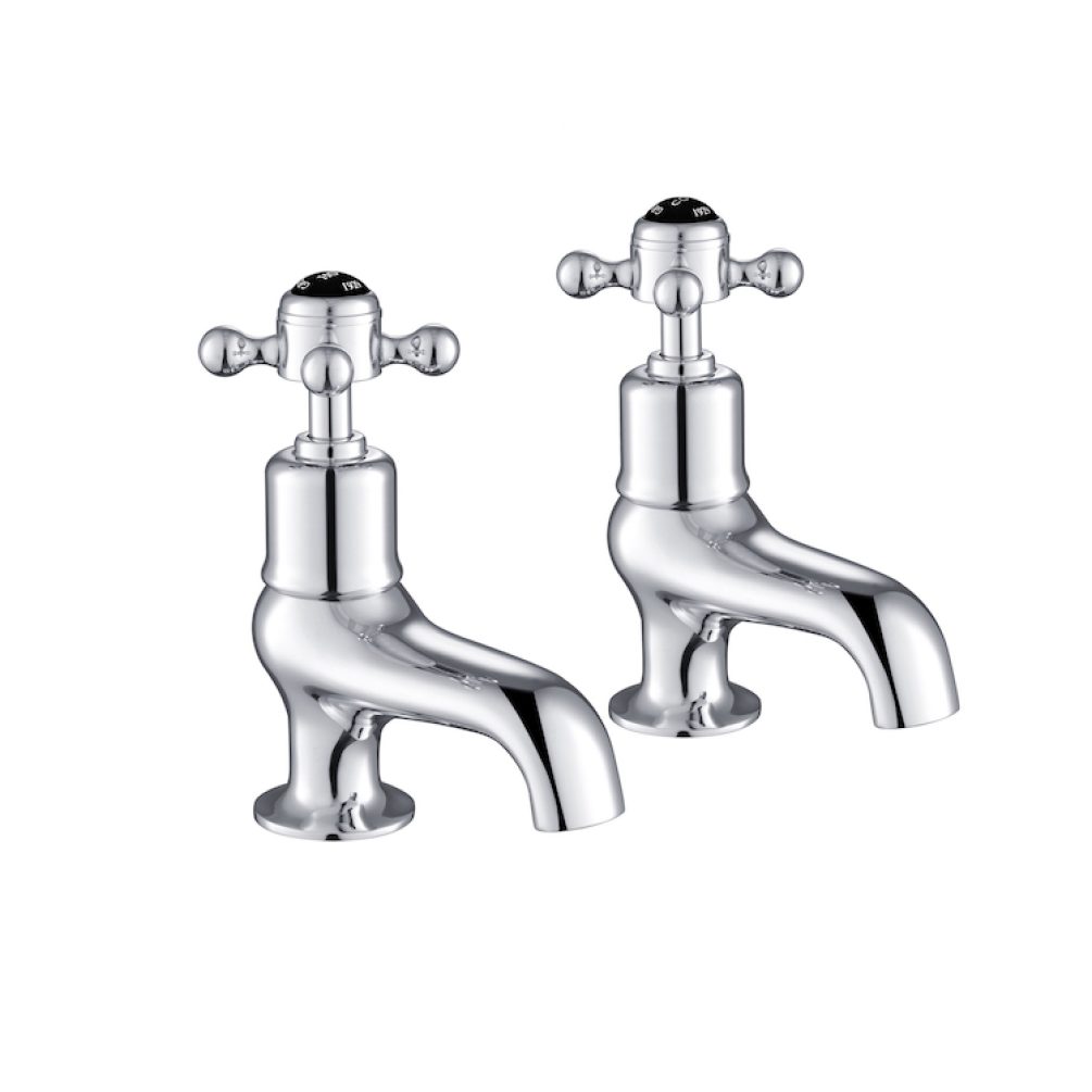 Photo of JTP Grosvenor Cross Chrome Bath Taps - Black Indices