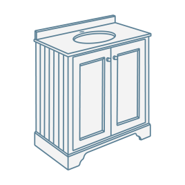 iconography image of a vanity unit with basin fully recessed