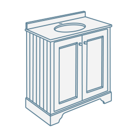iconography image of a vanity unit with basin fully recessed