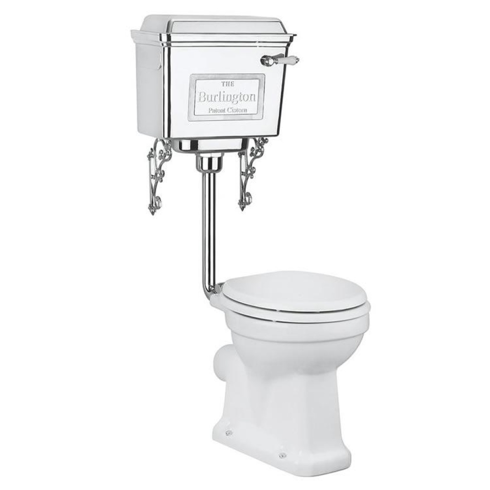 Product Cut out image of the Burlington Chrome Aluminium Low Level Toilet