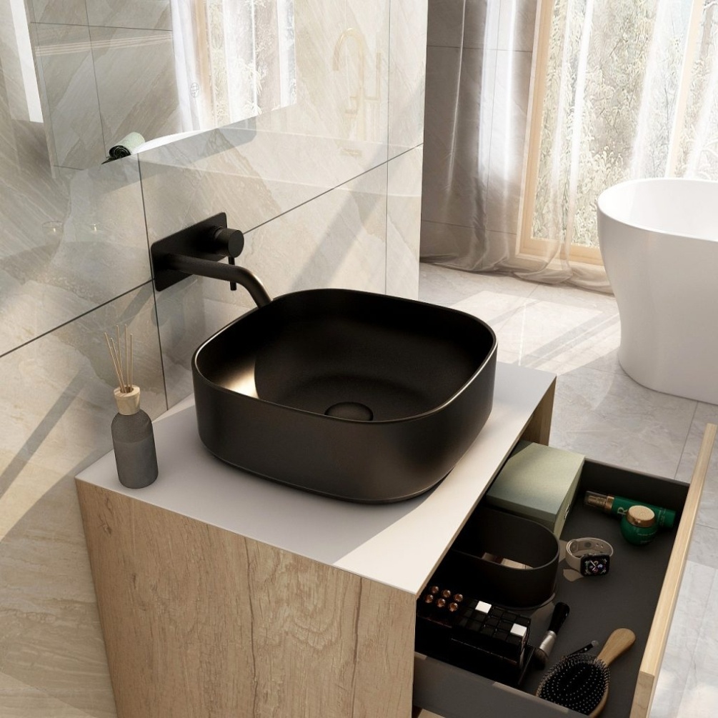 Imex Ravine 400mm Black Countertop Basin Lifestyle