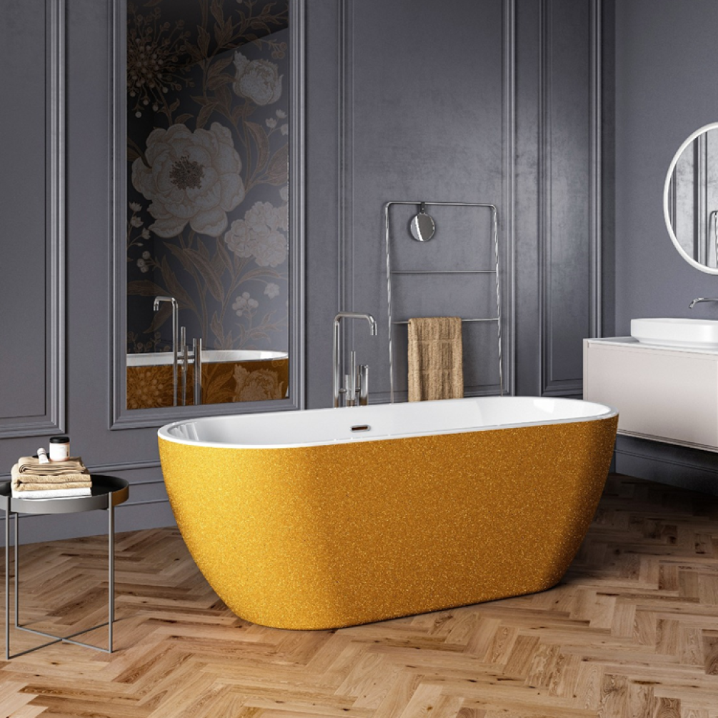 Lifestyle Photo of Charlotte Edwards Belgravia Sparkling Gold 1690mm Freestanding Bath