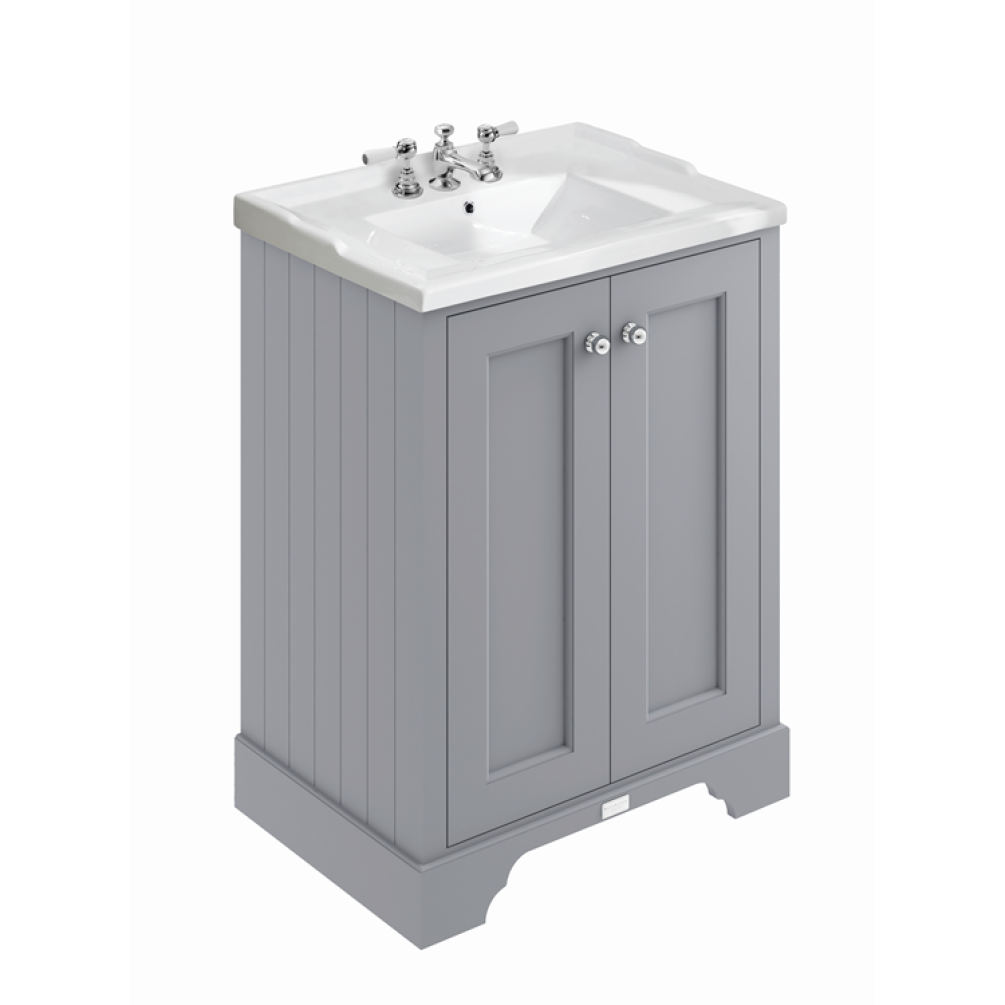 Photo of Bayswater Plummett Grey 600mm 2 Door Vanity Unit & Basin 3TH