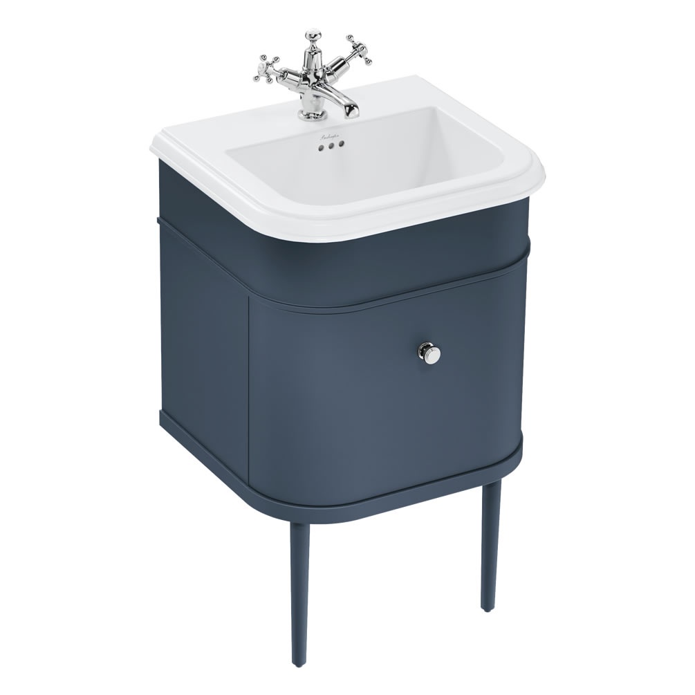 Burlington Chalfont 550mm Blue Vanity Unit, Ceramic Basin & Blue Legs