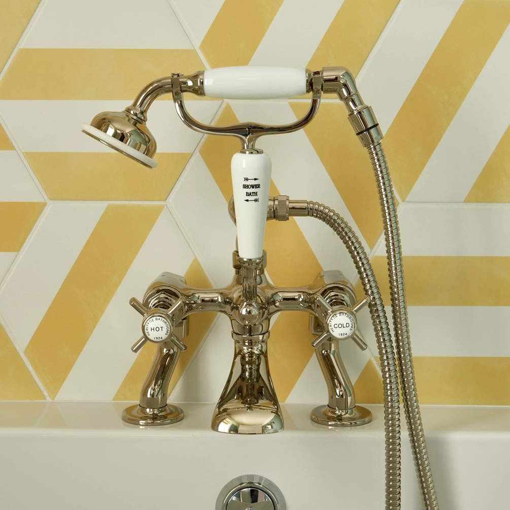 Heritage Dawlish Vintage Gold Bath Shower Mixer - Lifestyle Image 1