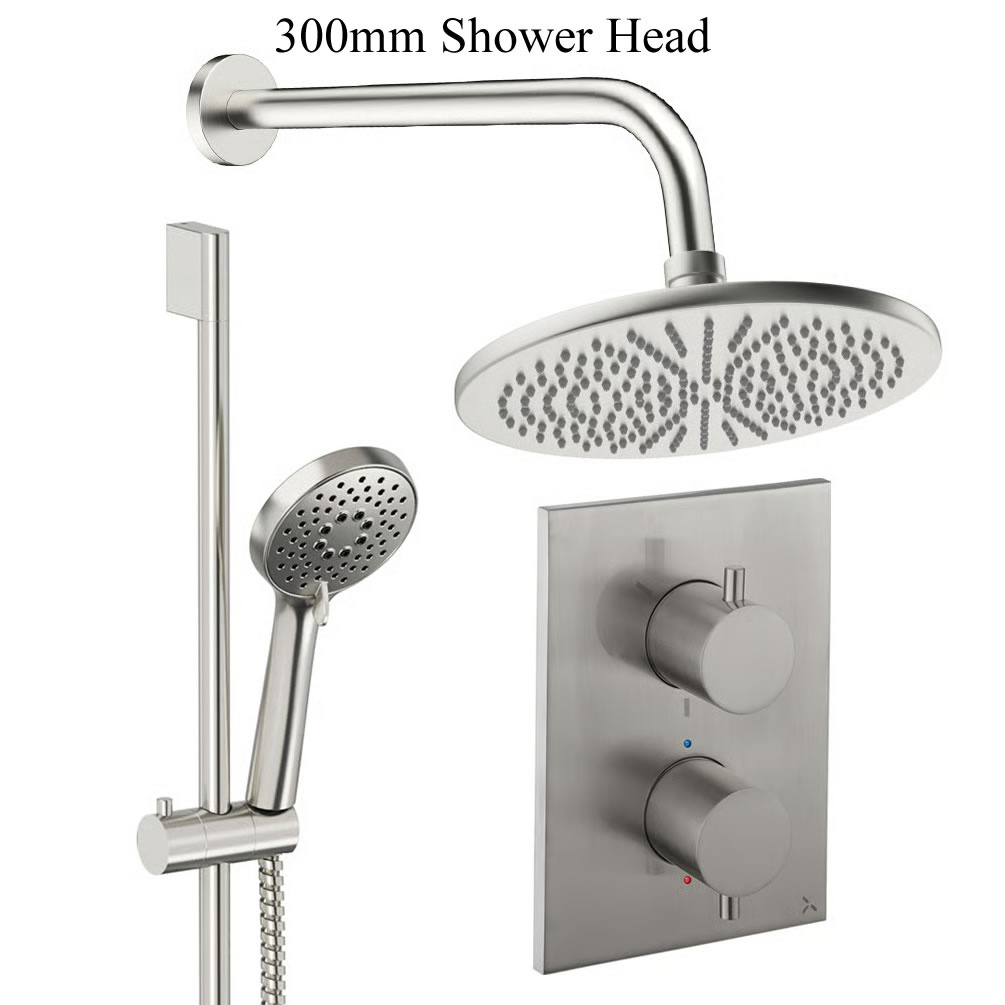 Cutout image of Crosswater Crossbox Brushed Nickel Dual Outlet Slide Rail Shower Set