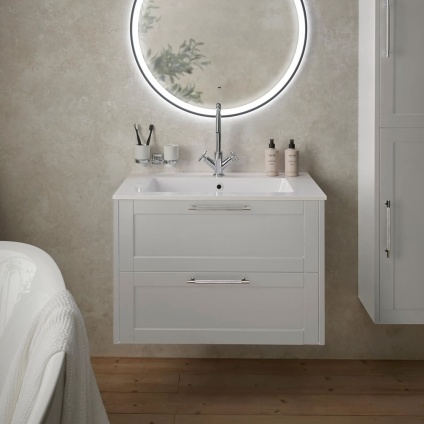 Heritage Lynton 800mm Dove Grey Wall Hung Vanity Unit - Lifestyle
