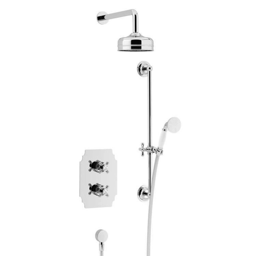 Heritage Hartlebury Recessed Shower with Premium Fixed Head and Flexible Riser Kit Chrome Finish