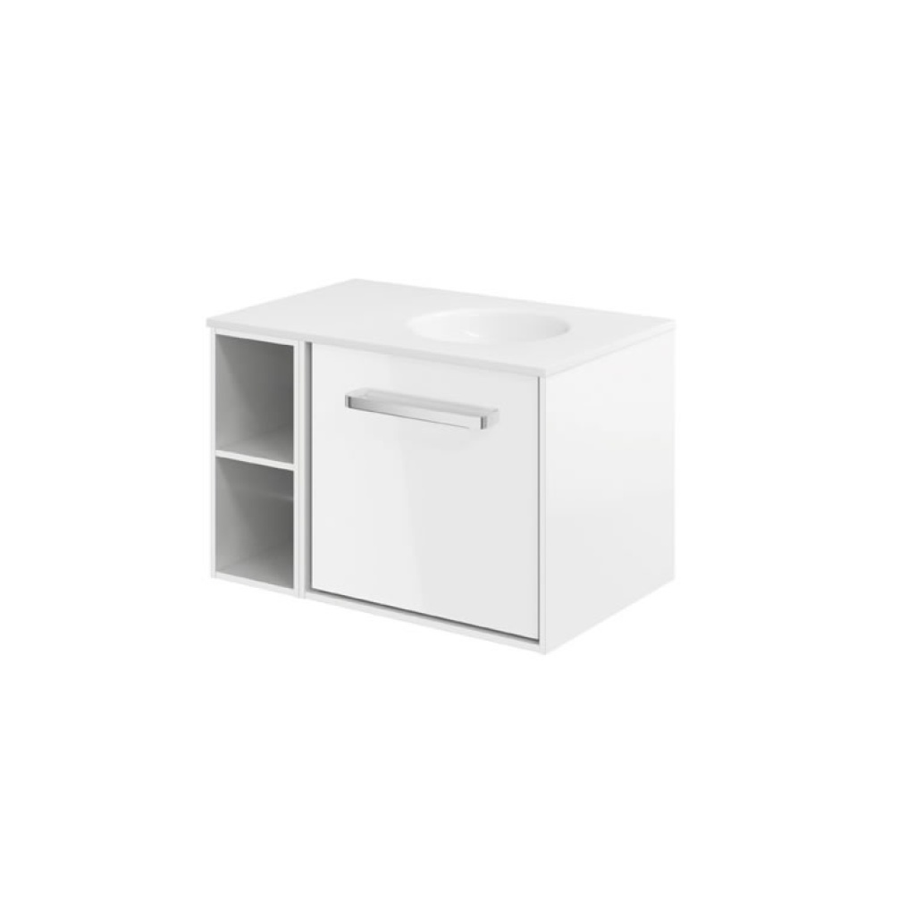 Cutout image of Crosswater Infinity 700mm White Gloss Wall-Hung Vanity Unit & Right-Handed Basin