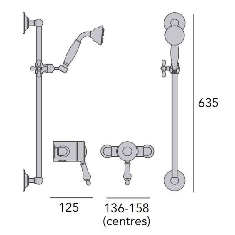 Heritage Glastonbury Exposed Shower with Premium Flexible Riser Kit