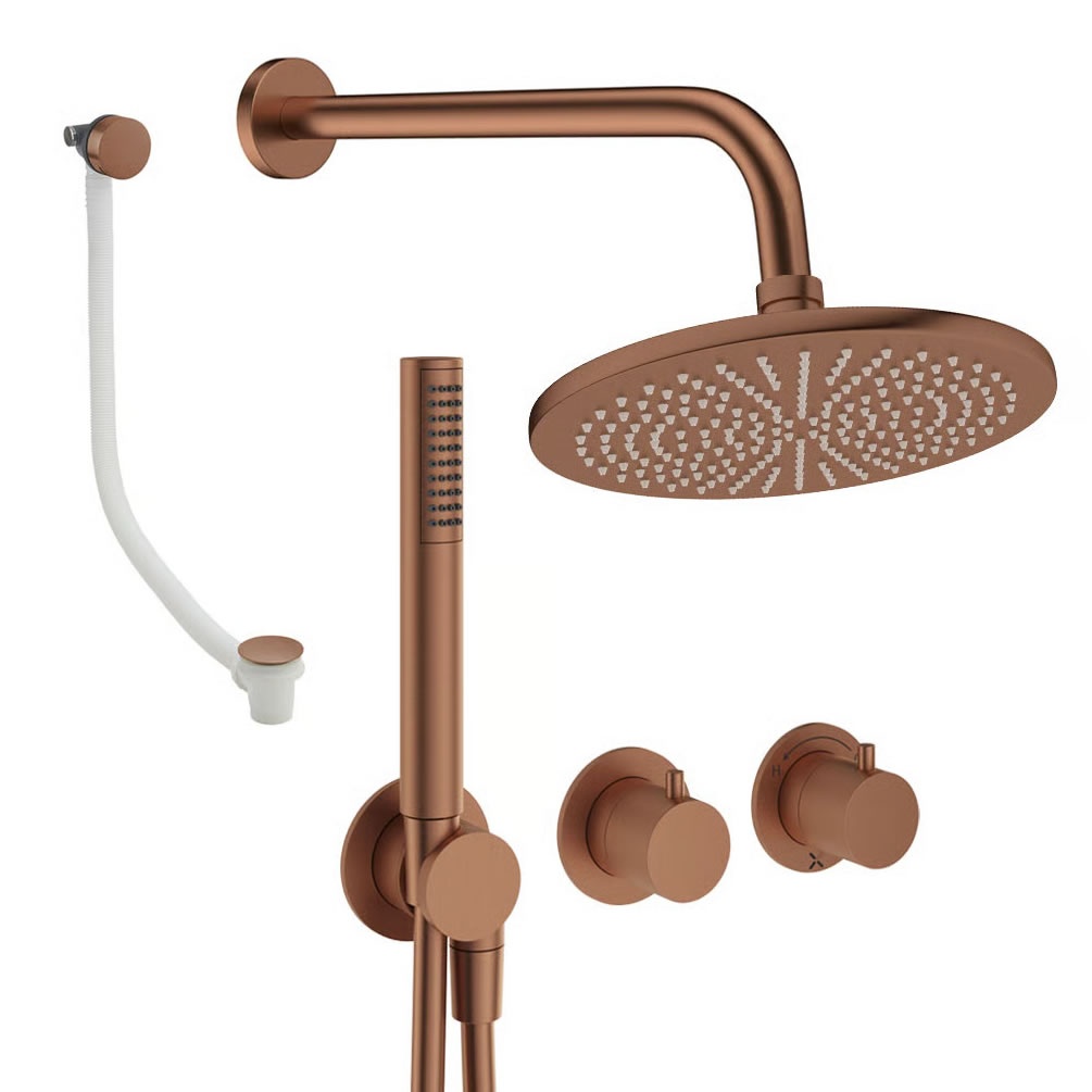 Cutout image of Crosswater Module Brushed Bronze Triple Outlet Shower Bath Set