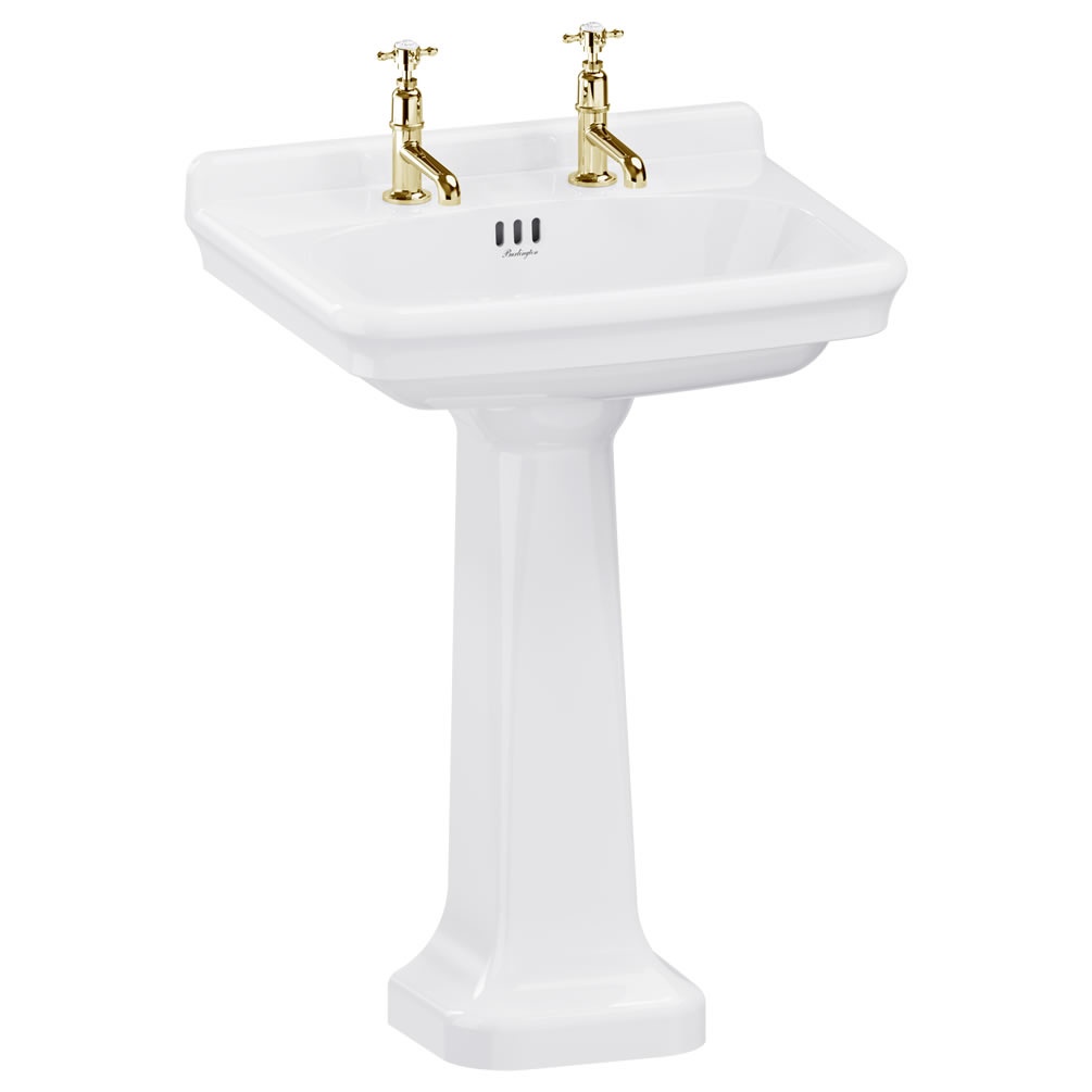Burlington Guild 620mm Basin & Full Pedestal - 2 Tap Holes