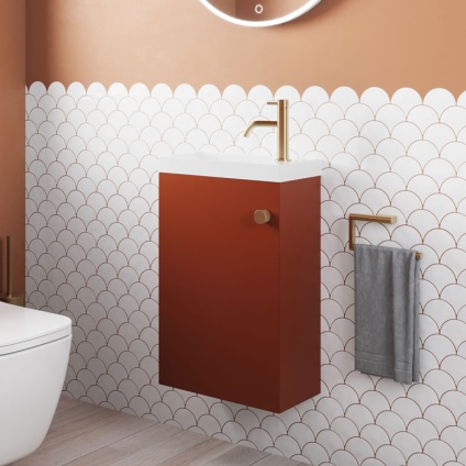 Lifestyle image of Crosswater Alo 400mm Soft Clay Wall-Hung Vanity Unit & Basin