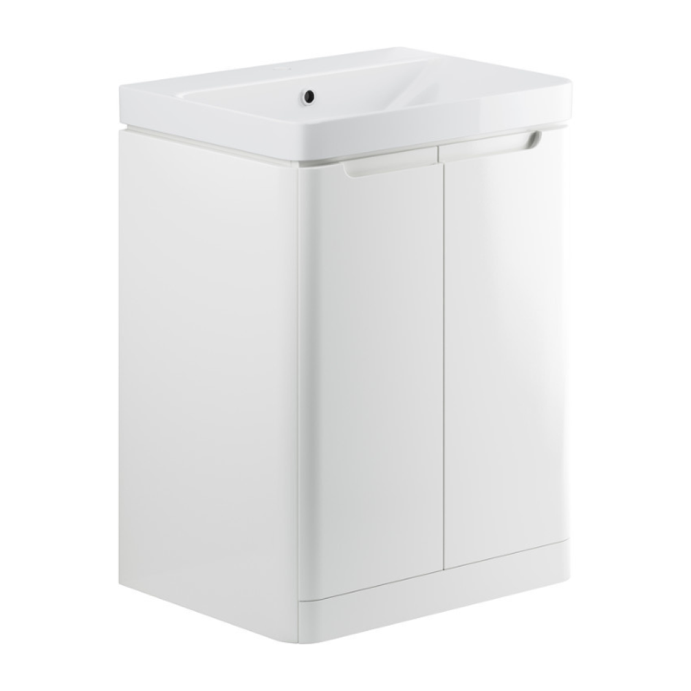 Apex White Gloss 2 Door Floorstanding Vanity Unit & Basin