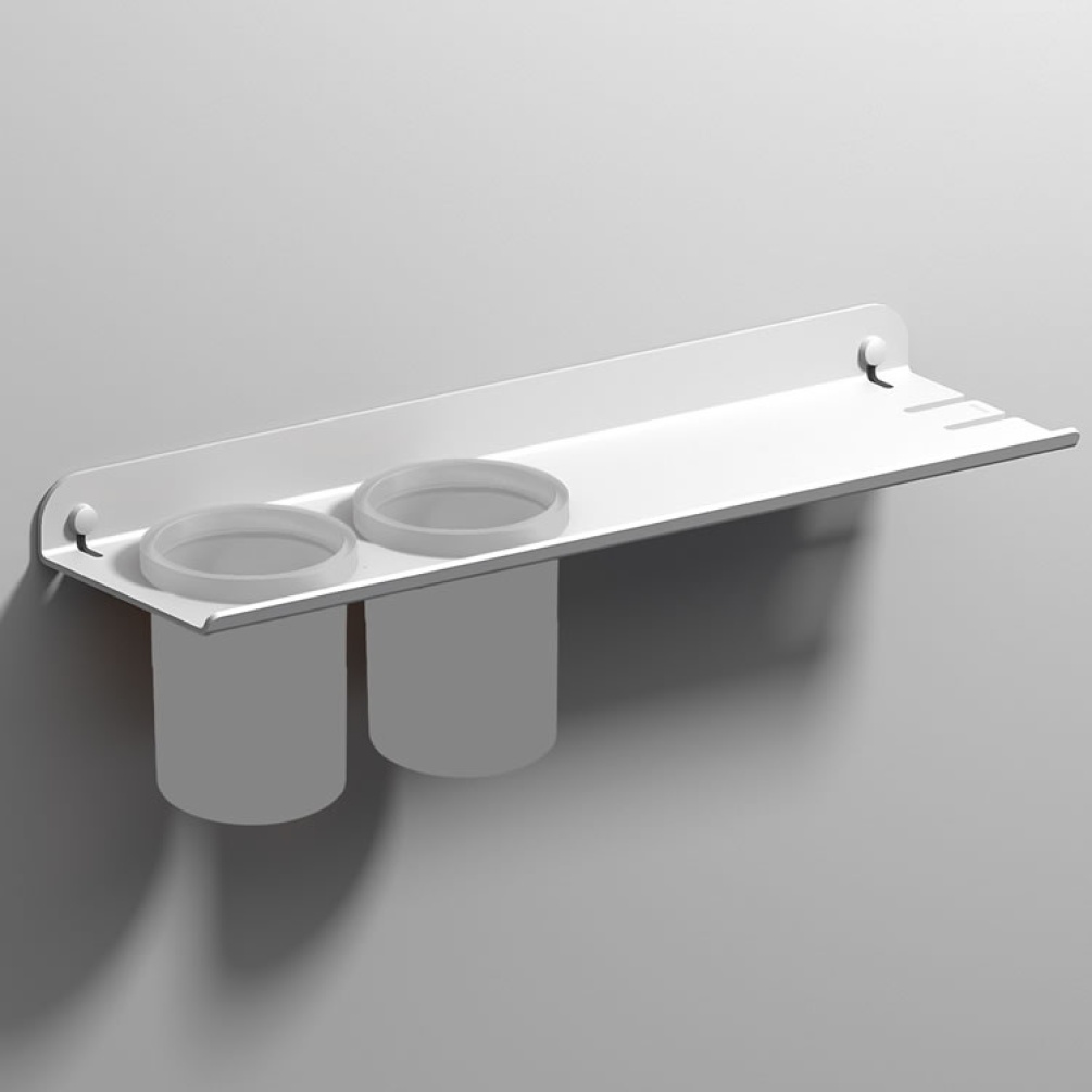 Cutout image of Origins Living Shelf with Double Large Tumbler Holder White.