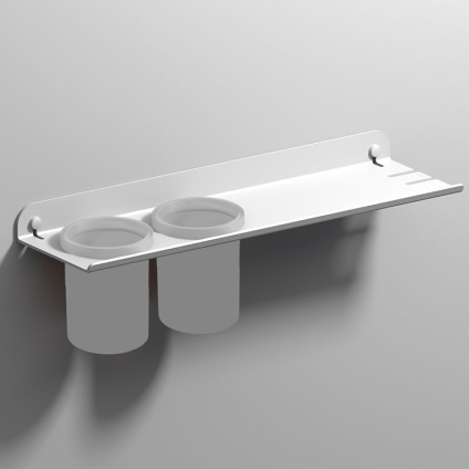 Cutout image of Origins Living Shelf with Double Large Tumbler Holder White.