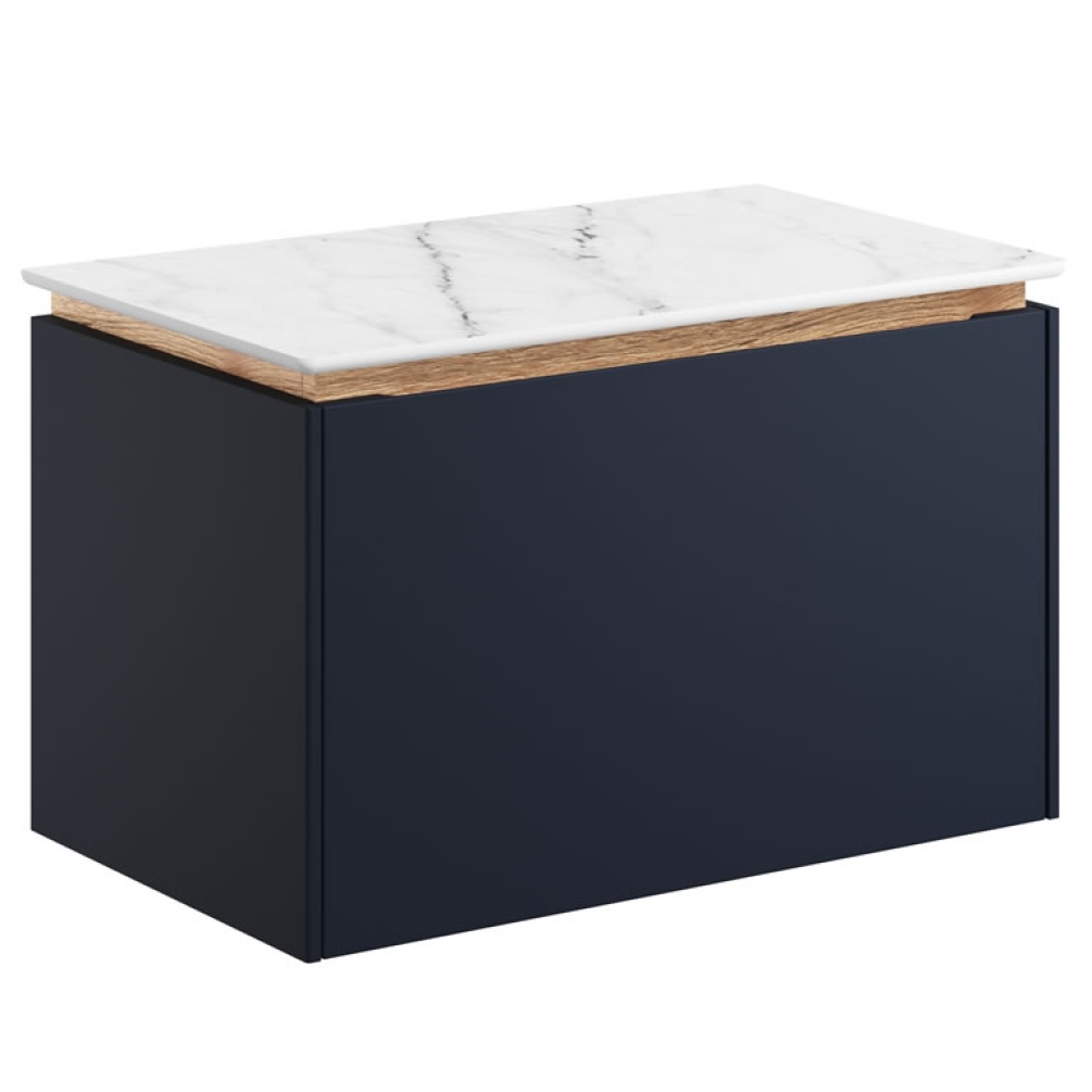 Cutout image of Crosswater Mada 600mm Deep Indigo Blue Wall-Hung Vanity Unit & Worktop