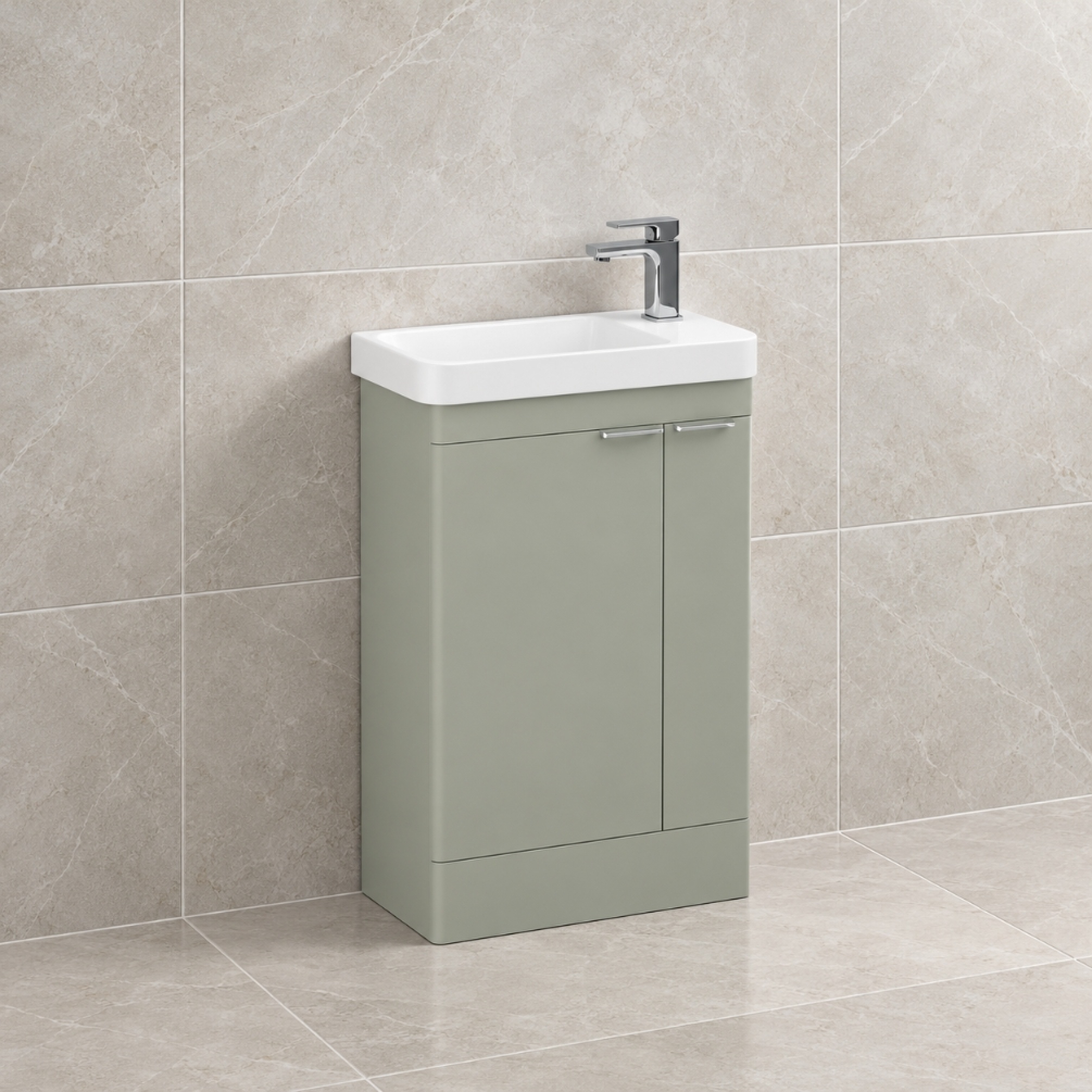 IMEX Luna Reed Green 550mm 2-Door Floor Standing Cloakroom Vanity Unit