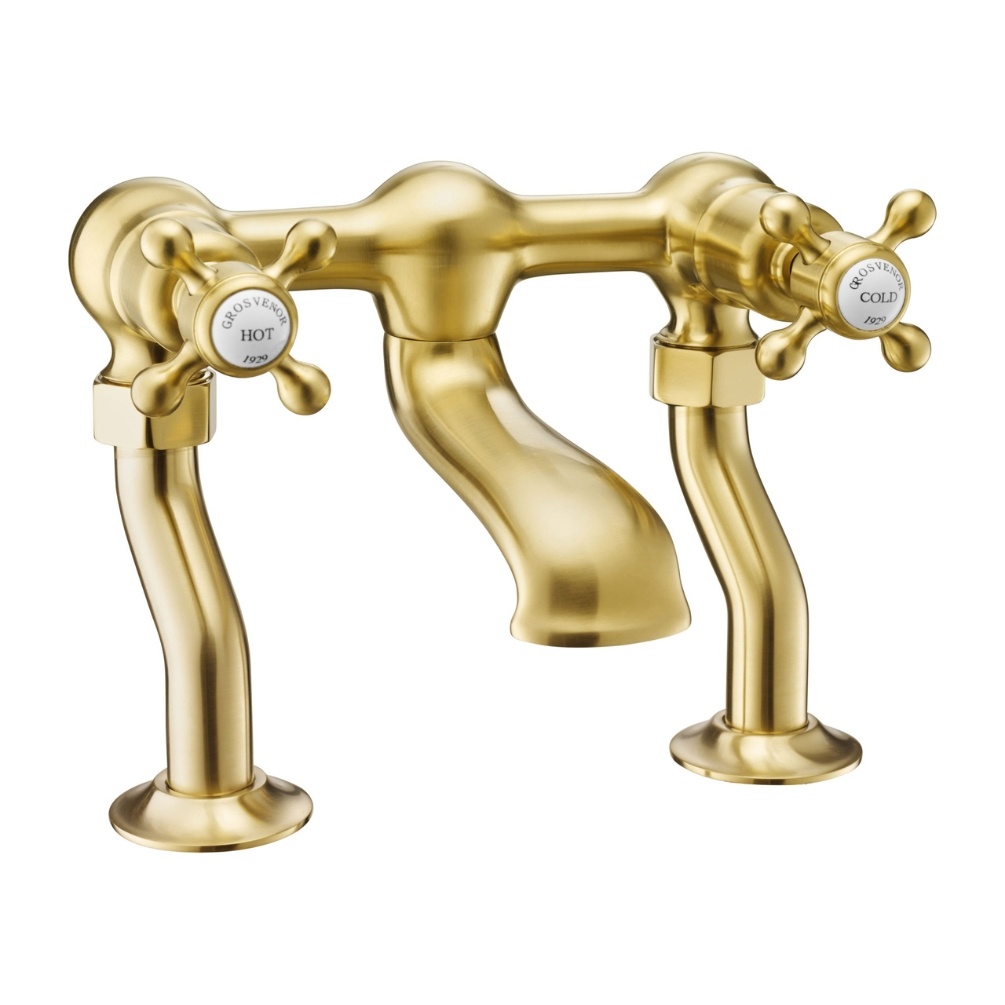 JTP Grosvenor Brushed Brass Deck Mounted Bath Filler Cut Out