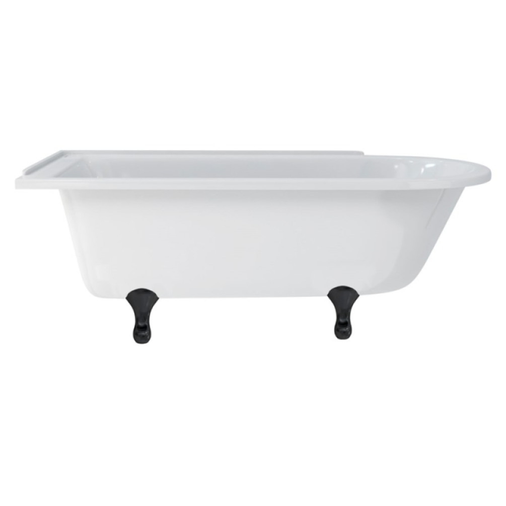 Burlington Hampton 1700mm Freestanding Shower Bath - Left Hand With Black Classical Feet