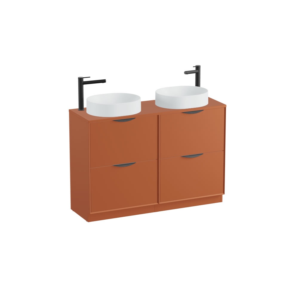 Vado Safari Smooth 1200mm Terracotta Floorstanding Vanity Unit & Worktop