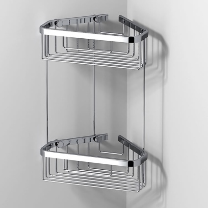 Lifestyle image of Origins Living Sonia Double Corner Shower Basket.