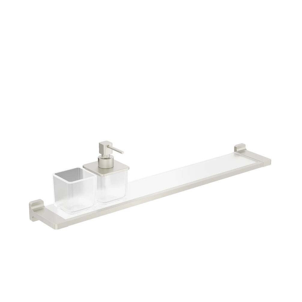 Crosswater Rotar 600mm Brushed Stainless Steel Shelf, Soap Dispenser & Tumbler Holder - Left Hand