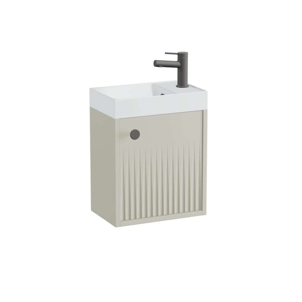 Vado Safari Fluted 400mm Cashmere Wall Hung Cloakroom Vanity Unit & Mineral Basin