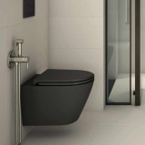 Photo Of RAK Feeling Matt Black Rimless Wall Hung WC & Seat - Lifestyle