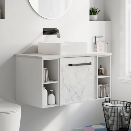 Lifestyle image of Crosswater Infinity 900mm Matt White Wall-Hung Vanity Unit & Worktop