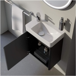 Lifestyle image of Laufen Base 2.0 Traffic Grey 480mm Wall-Hung Vanity Unit & Basin