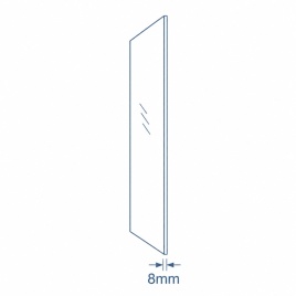 image showing a screen and the thickness illustrated by two arrows and text saying 8mm