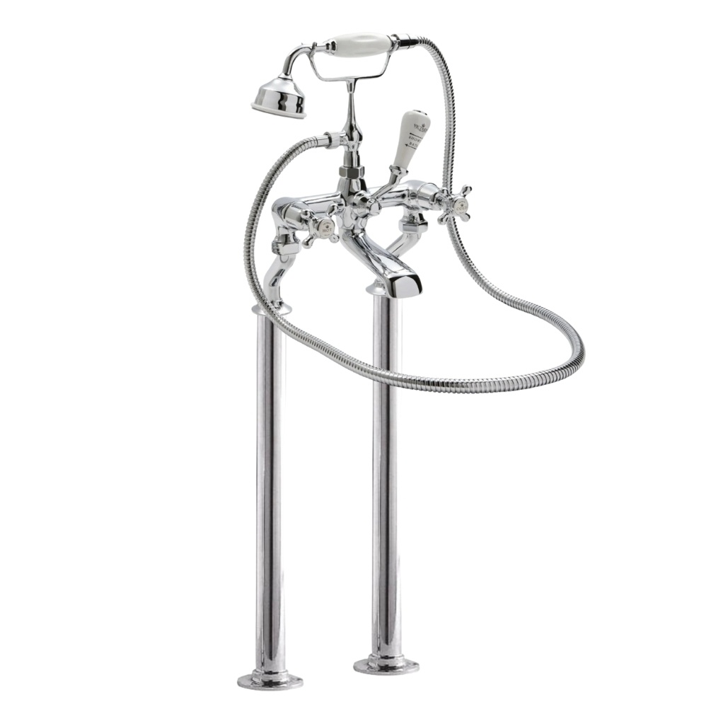 BC Designs Victrion Crosshead Chrome Freestanding Bath Shower Mixer Cut Out