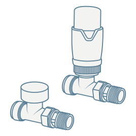 iconography image of a pair of straight radiator valves for bathroom radiators and towel rails