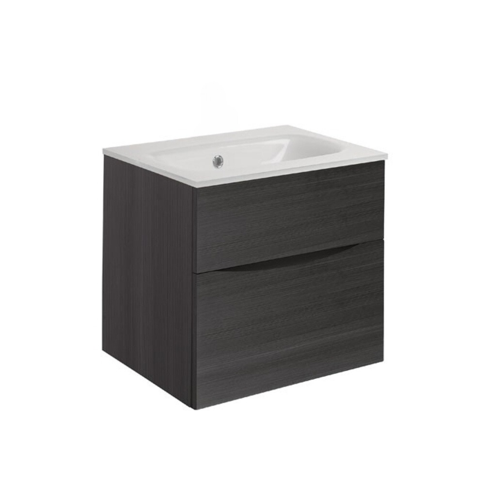Product Cut out image of the Crosswater Glide II Steelwood 500mm Double Drawer Unit with Ice White Glass 0 Tap Hole Basin