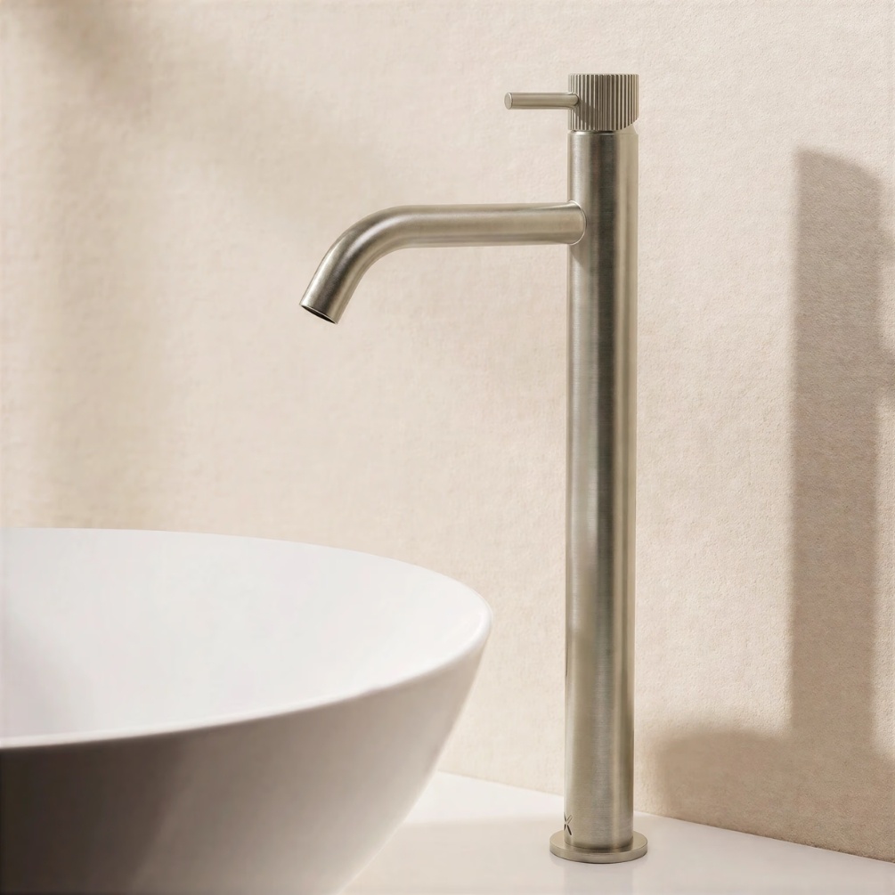 Crosswater MPRO Flute Brushed Nickel Tall Monobloc Basin Tap Lifestyle