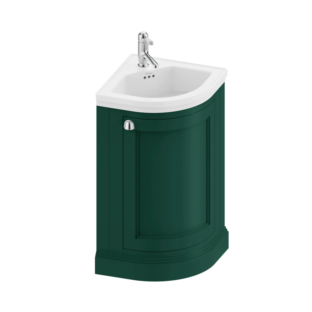 Burlington Matt Green Corner Freestanding Vanity Unit & Ceramic Basin