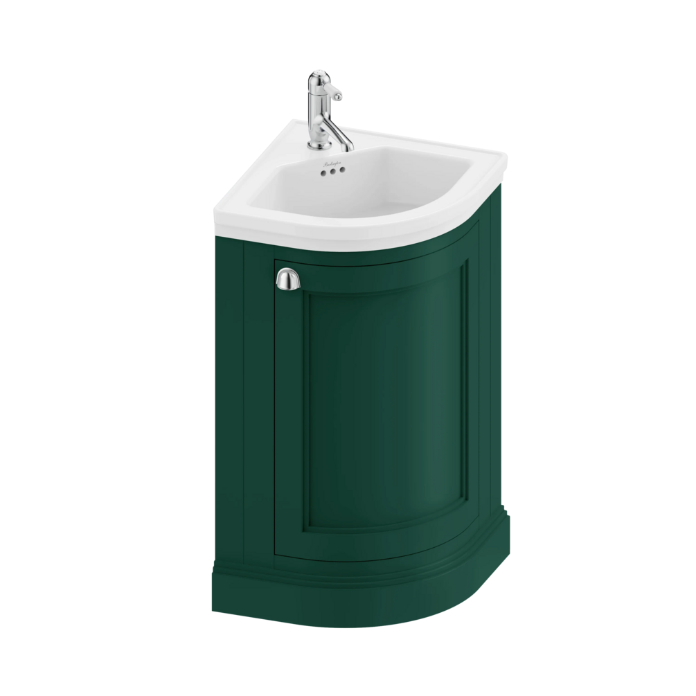 Burlington Matt Green Corner Freestanding Vanity Unit & Ceramic Basin