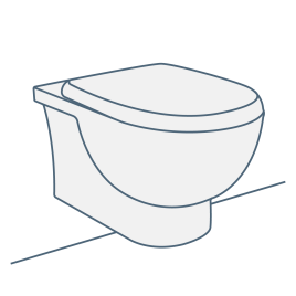 iconography image of a wall hung toilet / wall mounted toilet