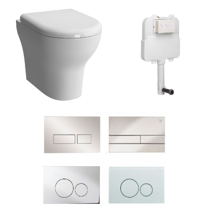 Product cut out image of VitrA Zentrum Back to Wall Bundle with Crosswater Taller Back to Wall Cistern and Flush Plate 5788WH