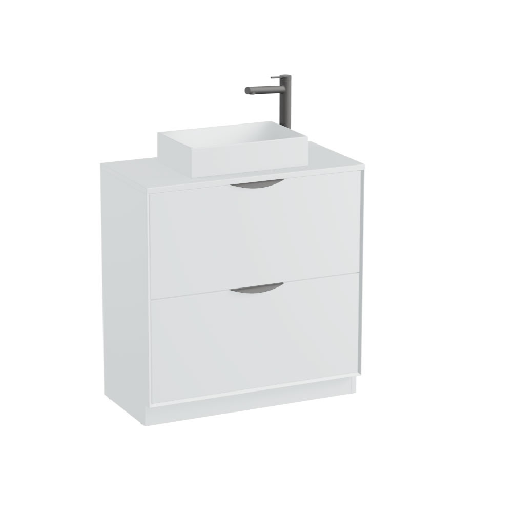 Vado Safari Smooth 800mm Arctic White Floorstanding Vanity Unit & Arctic White Worktop